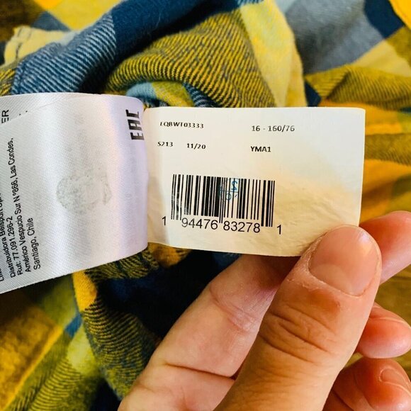 Quicksilver Boys Shirt Long Sleeve Fleece Plaid Size 16 Blue/ Yellow Skate Snow - Picture 8 of 11